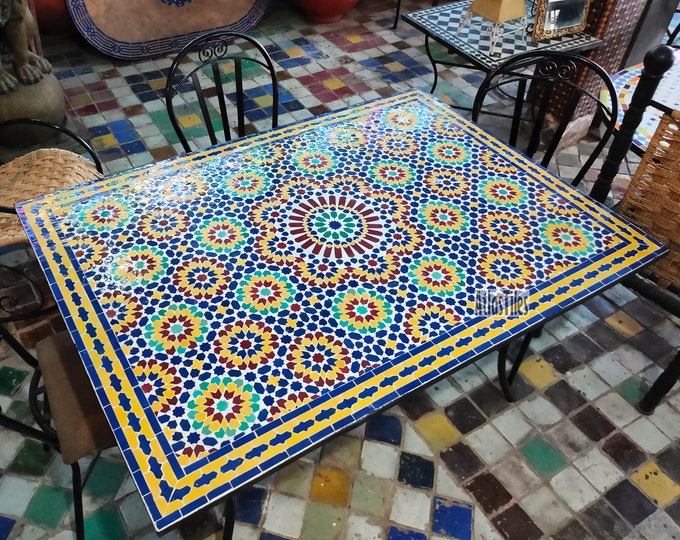 Handmade Table for Outdoor Patio,Bright Color,Special Offer,Personalized Tile Design,Handcrafted Table,Round Table,Table Decor