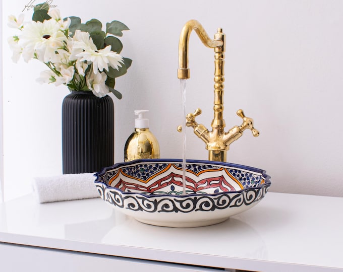 Ceramic Sink for Bathroom 100% Handmade,Best Deals Etsy,Vessel Sink,Custom Sink Vanity,Pottery Handmade Sinks for Bathroom Decoration.
