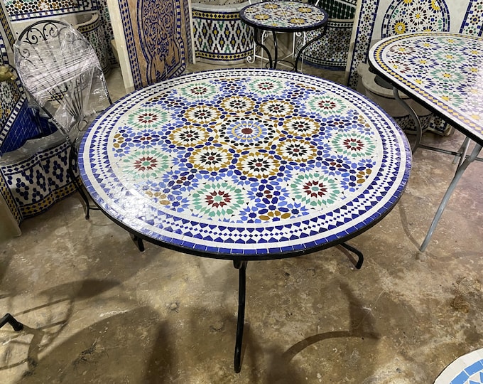Mosaic Outdoor Table for Patio,Ceramic Table,Indoor Mosaic Table,Customizable Tile Design,Handcrafted Table,Tile Decor,Dining Table