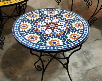 Ceramic Mosaic Tiles Outdoor Table for Patio,Indoor Mosaic Table,Customizable Tile Design,Handcrafted Table,Tile Decor,Dining Table