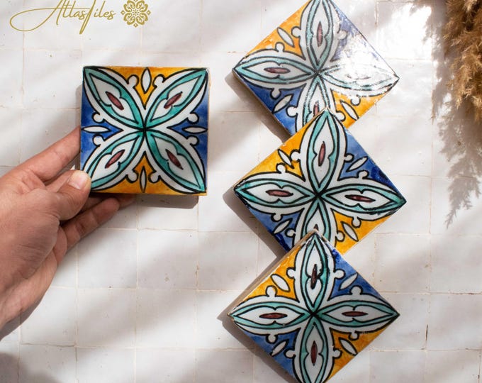 10x10Cm Ceramic Tile,  Moroccan Ceramic Tiles, Handpainted Piece of Ceramic, Ceramic Wall, Decorative Wall.