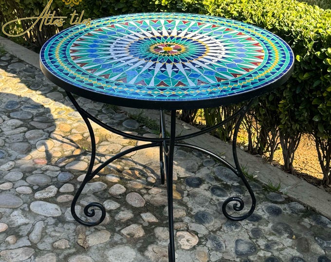 Mosaic Outdoor Ceramic Table for Patio,Indoor Mosaic Table,Customizable Tile Design,Handcrafted Table,Tile Decor,Dining Table,Bistro Table