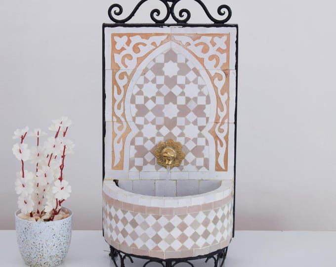 Small Cute Fountain for Outdoor Patio, 100% Handmade Mosaic Fountain,Customizable Couple Gift,Home decoration