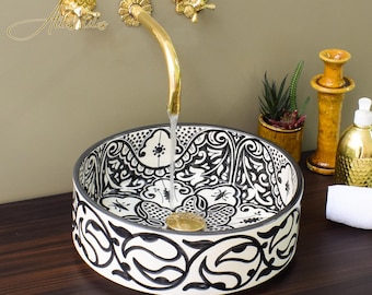 Ceramic Sink for Bathroom 100% Handmade,Best Deals Etsy,Vessel Sink,Custom Sink Vanity,Pottery Handmade Sinks for Bathroom Decoration.
