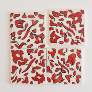 10 x 10 cm セラミック タイル、モロッコ セラミック タイル、手描きのセラミック片、セラミック壁、装飾壁。