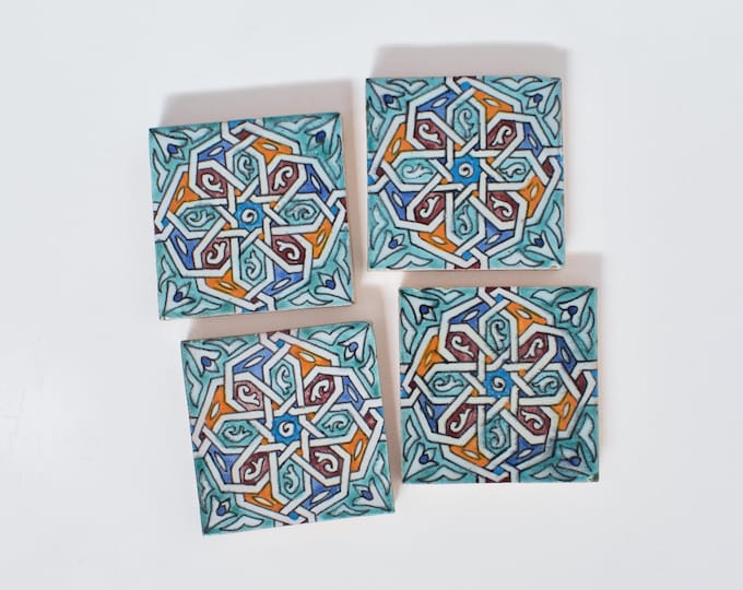 10x10Cm Ceramic Tile,  Moroccan Ceramic Tiles, Handpainted Piece of Ceramic, Ceramic Wall, Decorative Wall.