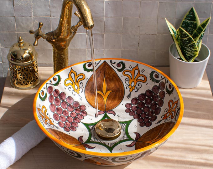Ceramic Sink for Bathroom 100% Handmade,Best Deals Etsy,Vessel Sink,Custom Sink Vanity,Pottery Handmade Sinks for Bathroom Decoration.