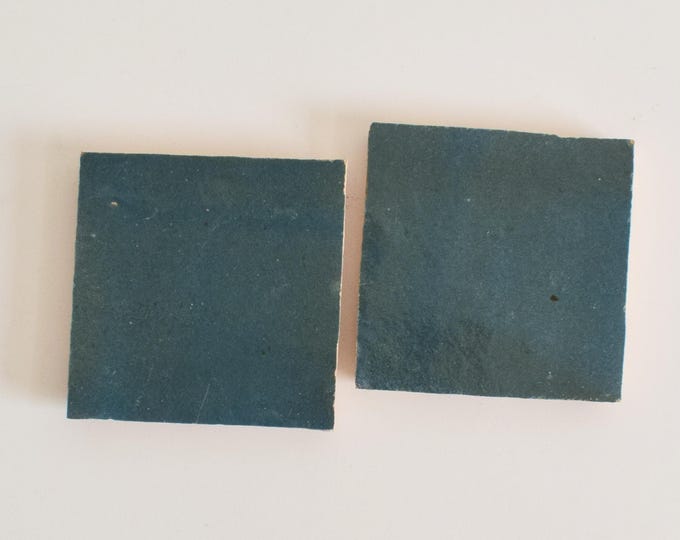 Teal Blue 10x10Cm Moroccan Authentic Zellige Tile, Handmade Ceramic Tiles, Natural Zellige Tile For Kitchen and Bathroom