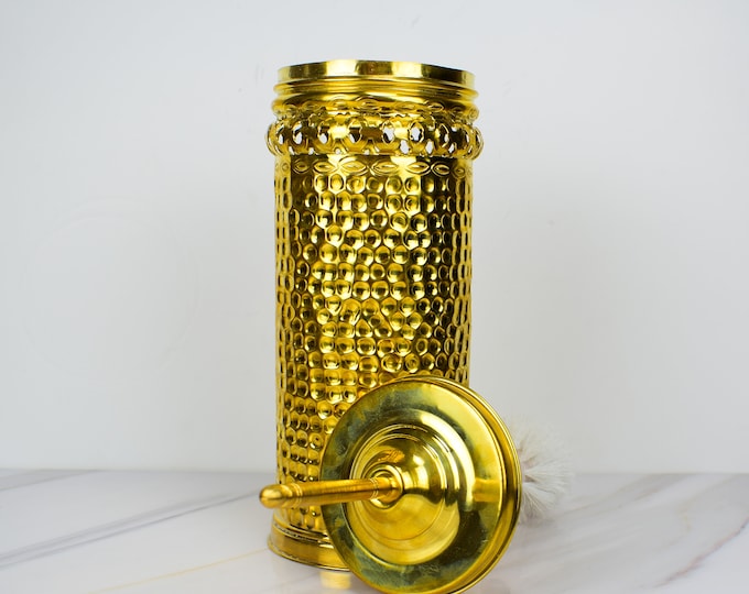 Unlacquered Brass Toilet Brush, Toilet Brush Set, Antique Brass Brush Basket for your Bathroom Decor,  Toilet Brush and Holder,