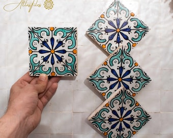 10x10Cm Ceramic Tile,  Moroccan Ceramic Tiles, Handpainted Piece of Ceramic, Ceramic Wall, Decorative Wall.