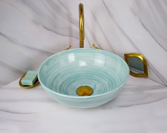 Ceramic Sink for Bathroom 100% Handmade,Best Deals Etsy,Vessel Sink,Custom Sink Vanity,Pottery Handmade Sinks for Bathroom Decoration.
