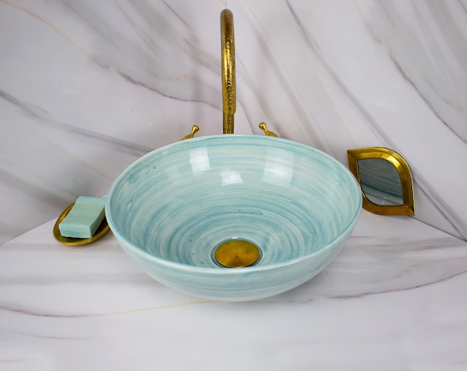 Ceramic Sink for Bathroom 100% Handmade,Best Deals Etsy,Vessel Sink,Custom Sink Vanity,Pottery Handmade Sinks for Bathroom Decoration.