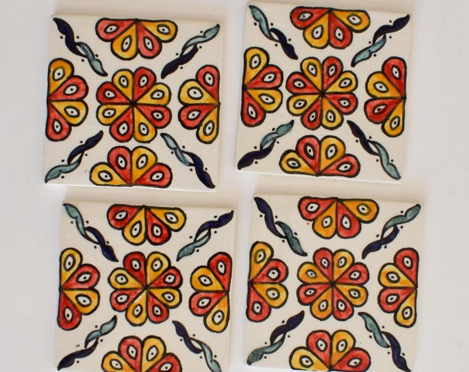 10x10Cm Ceramic Tile,  Moroccan Ceramic Tiles, Handpainted Piece of Ceramic, Ceramic Wall, Decorative Wall.