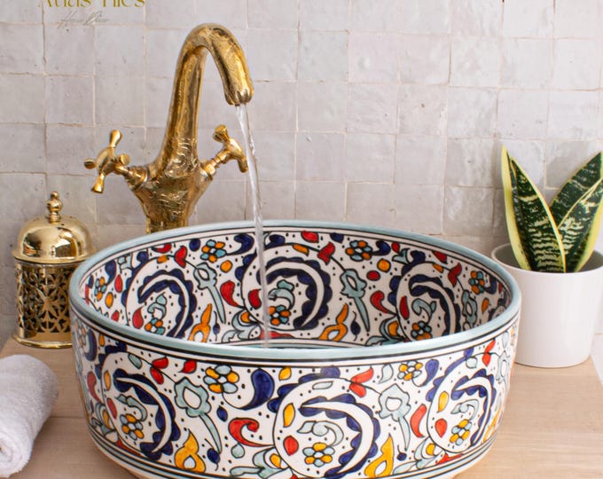 Ceramic Sink for Bathroom 100% Handmade,Best Deals Etsy,Vessel Sink,Custom Sink Vanity,Pottery Handmade Sinks for Bathroom Decoration.
