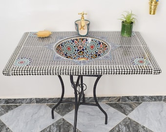 Top Table Bathroom Vessel,Pottery Sink,Customizable,Handmade Basin Top,Middle Age Design,Bathroom Decor,Artistic Washbasin
