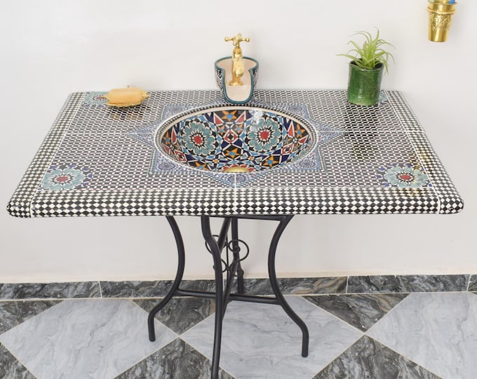 Top Table Bathroom Vessel,Pottery Sink,Customizable,Handmade Basin Top,Middle Age Design,Bathroom Decor,Artistic Washbasin