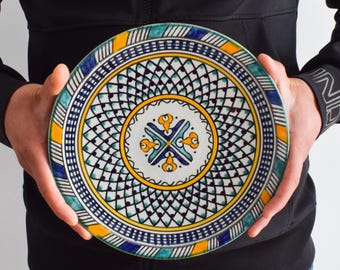 30cm Handcrafted Pottery Plate, Handmade Ceramic , Moroccan Plates, Dinning Plates, Serving Plates, Kitchen Decor, Kitchen Material, Gift