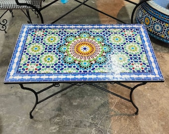 Handmade Table for Outdoor Patio,Bright Color,Special Offer,Personalized Tile Design,Handcrafted Table,Round Table,Table Decor