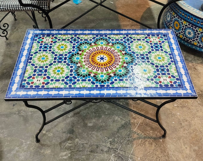Handmade Table for Outdoor Patio,Bright Color,Special Offer,Personalized Tile Design,Handcrafted Table,Round Table,Table Decor