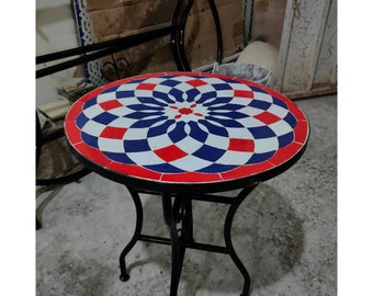 Special Tile Table,Free Shipping,Ceramic Table, Amazing Indoor & Outdoor Mosaic, Personalized Tile Design,Handcrafted Table,Round Table,