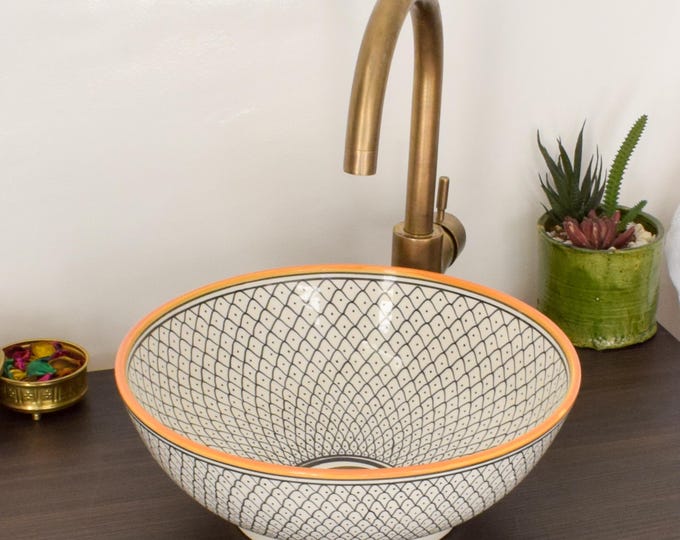 Ceramic Sink for Bathroom 100% Handmade,Best Deals Etsy,Vessel Sink,Custom Sink Vanity,Pottery Handmade Sinks for Bathroom Decoration.