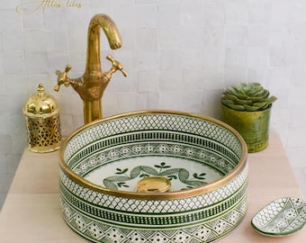 Ceramic Sink with Brass edge for Bathroom 100% Handmade,Vessel Sink,Custom Sink Vanity,Pottery Handmade Sinks for Bathroom Decoration.