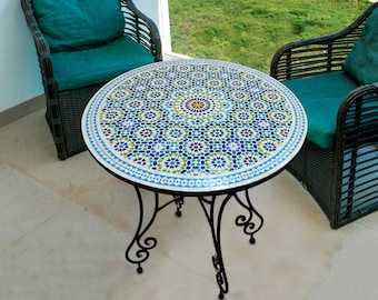 Mosaic Outdoor Table for Patio,Ceramic Table,Indoor Mosaic Table,Customizable Tile Design,Handcrafted Table,Tile Decor,Dining Table