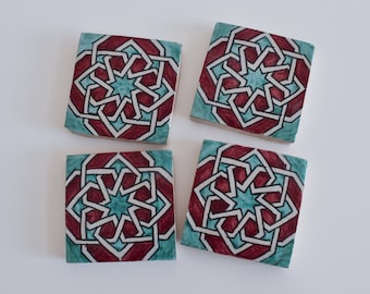 10x10Cm Ceramic Tile,  Moroccan Ceramic Tiles, Handpainted Piece of Ceramic, Ceramic Wall, Decorative Wall.