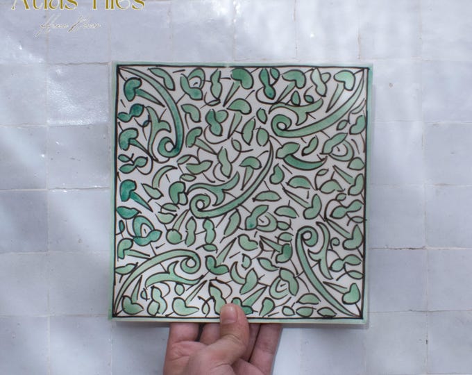 20x20Cm Ceramic Tile,  Moroccan Ceramic Tiles, Handpainted Piece of Ceramic, Ceramic Wall, Decorative Wall.
