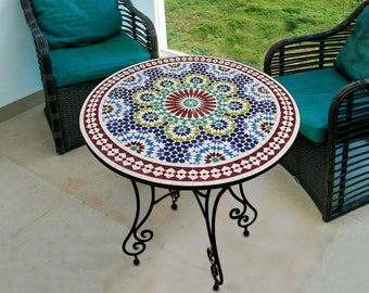 Dinner Mosaic Table for Outdoor Patio,Mosaic Table,Ceramic Table,Indoor & Outdoor Mosaic Table,Handcrafted Table,Personalized Tile Design