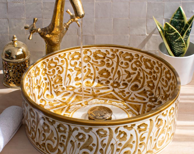 Ceramic Sink for Bathroom 100% Handmade,Best Deals Etsy,Vessel Sink,Custom Sink Vanity,Pottery Handmade Sinks for Bathroom Decoration.