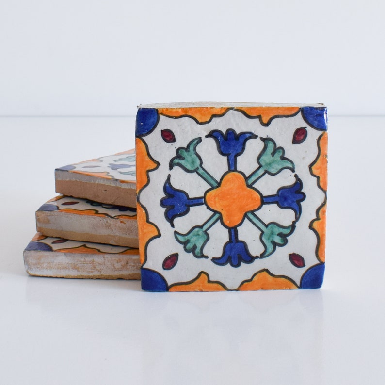 10x10Cm Ceramic Tile, Moroccan Ceramic Tiles, Handpainted Piece of Ceramic, Ceramic Wall, Decorative Wall. zdjęcie 2