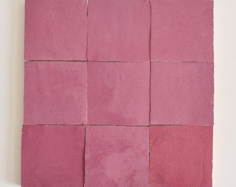 Light Pink 10x10Cm Moroccan Authentic Zellige Tile, Handmade Ceramic Tiles, Natural Zellige Tile For Kitchen and Bathroom
