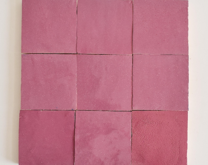 Light Pink 10x10Cm Moroccan Authentic Zellige Tile, Handmade Ceramic Tiles, Natural Zellige Tile For Kitchen and Bathroom