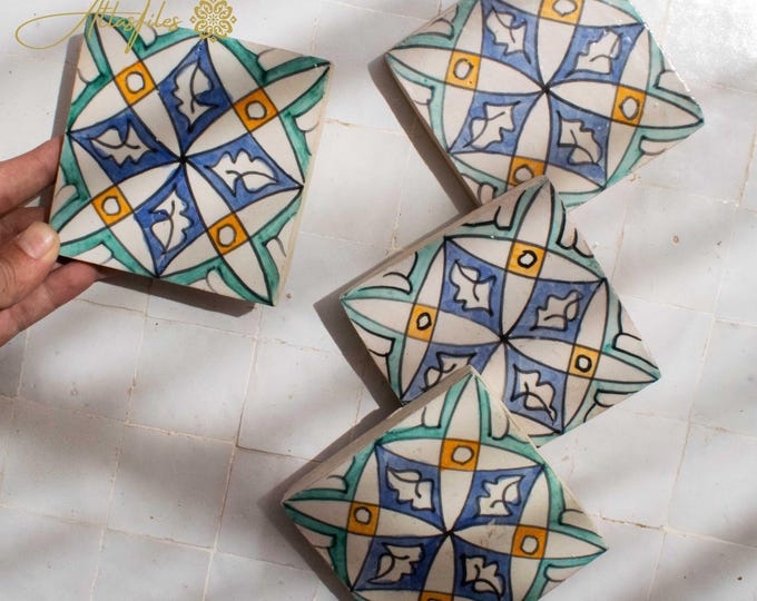 10x10Cm Ceramic Tile,  Moroccan Ceramic Tiles, Handpainted Piece of Ceramic, Ceramic Wall, Decorative Wall.