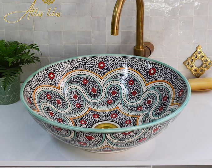 Ceramic Sink for Bathroom 100% Handmade,Best Deals Etsy,Vessel Sink,Custom Sink Vanity,Pottery Handmade Sinks for Bathroom Decoration.