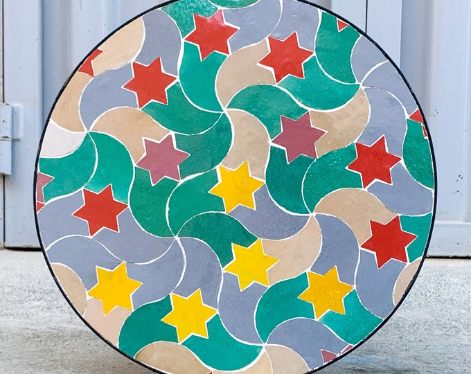 Mosaic Round Table handmade with natural Colors l Moroccan Table l Amazing Coffee & Dinner Mosaic Table l Customizable Designs