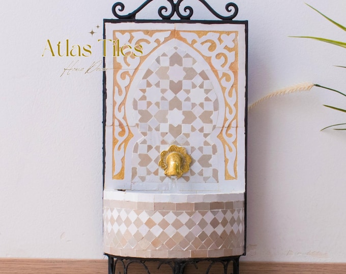 Small Cute Fountain for Outdoor Patio, 100% Handmade Mosaic Fountain,Customizable Couple Gift,Home decoration