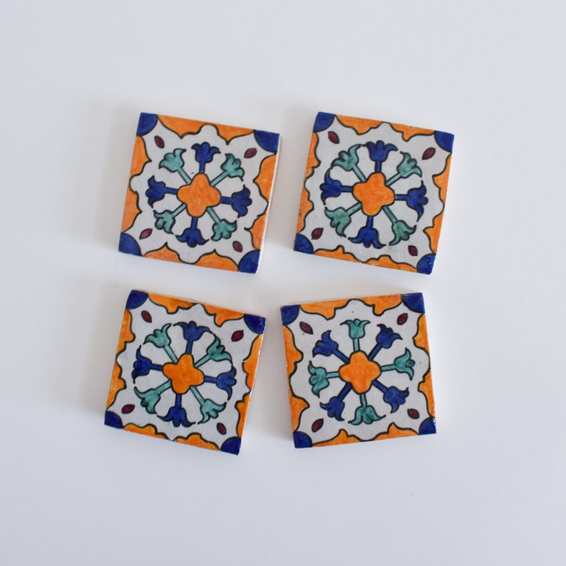 10x10Cm Ceramic Tile, Moroccan Ceramic Tiles, Handpainted Piece of Ceramic, Ceramic Wall, Decorative Wall. zdjęcie 1