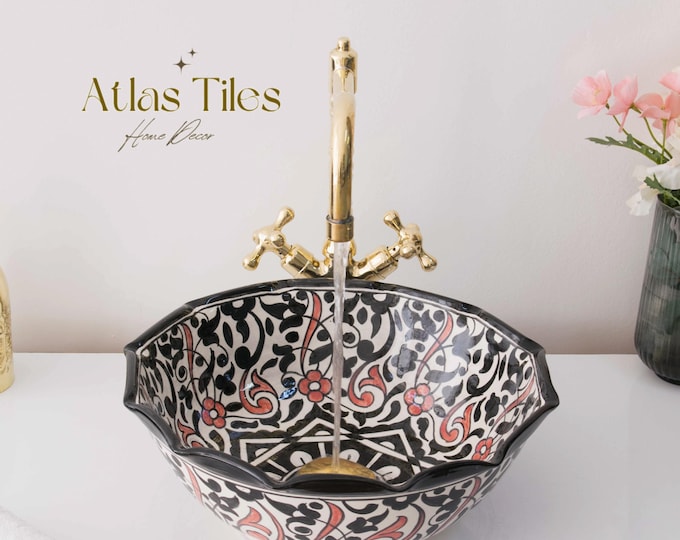 Handmade Ceramic sink  ,Hand painted bathroom ceramic washbasin,Bathroom Equipement,Custom Luxury handmade counter top basin,