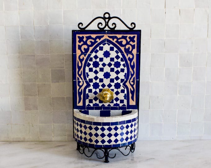 Small Cute Fountain for Outdoor Patio, 100% Handmade Mosaic Fountain,Customizable Couple Gift,Home decoration