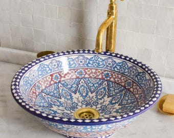 Ceramic Sink for Bathroom 100% Handmade,Best Deals Etsy,Vessel Sink,Custom Sink Vanity,Pottery Handmade Sinks for Bathroom Decoration.