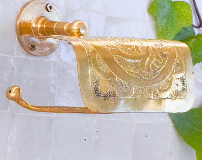 Brass Toilet Paper Holder Wall Mount, Brass Toilet Paper Holder With Cover, Brushed Copper Bathroom Decor, Handmade Brass,