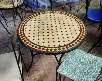 Outdoor Patio Mosaic Table 100%Handmade,Ceramic Table,Indoor Mosaic Table,Customizable Tile Design,Handcrafted Table,Tile Decor,Dining Table