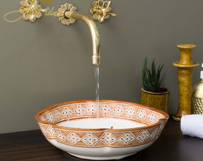 Ceramic Sink for Bathroom 100% Handmade,Best Deals Etsy,Vessel Sink,Custom Sink Vanity,Pottery Handmade Sinks for Bathroom Decoration.