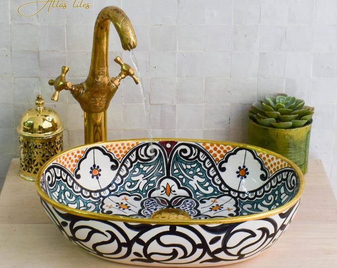 Ceramic Sink for Bathroom 100% Handmade,Best Deals Etsy,Vessel Sink,Custom Sink Vanity,Pottery Handmade Sinks for Bathroom Decoration.