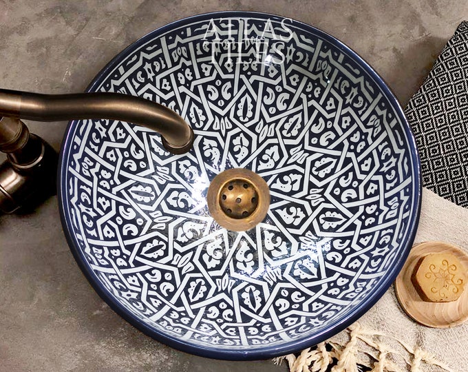 Ceramic Bathroom Vessel,Pottery Sink,Customizable Sink,Handmade Basin,Middle Age Design,Bathroom Decor,Moroccan Pottery,Artistic Washbasin