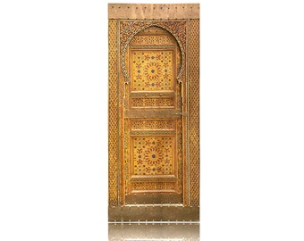 Handcrafted Moroccan Door:Intricate Design and Authentic Artistry,Vintage Moroccan Door, Vintage Moroccan Door, Handmade from Reclaimed Wood