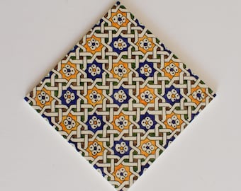 20x20Cm Ceramic Tile,  Moroccan Ceramic Tiles, Handpainted Piece of Ceramic, Ceramic Wall, Decorative Wall.