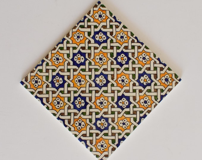 20x20Cm Ceramic Tile,  Moroccan Ceramic Tiles, Handpainted Piece of Ceramic, Ceramic Wall, Decorative Wall.